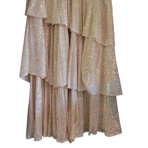 Mac Duggal NWT Iridescent Sequin Tiered Ruffle Maxi Gown Size 12 Formal Evening - Picture 12 of 12